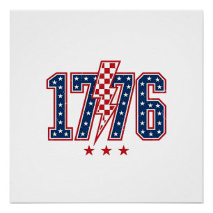1776 Patriotischer Blitz Vintage Grafik T-Shirt_ Poster
