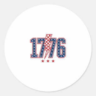 1776 Patriotischer Blitz vintage Grafik T-Shirt_ Runder Aufkleber
