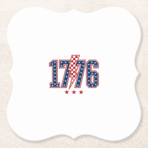 1776 Patriotischer Blitz Vintage Grafik T-Shirt_ Untersetzer