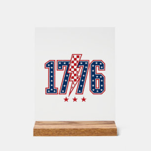 1776 Patriotischer Blitzbolzen Vintage Grafik T-Sh Acrylschild