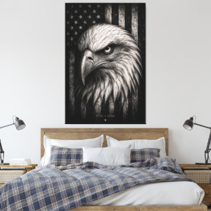 1776 Patriotischer Weißkopfseeadler Amerikanische Leinwanddruck