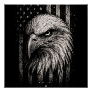 1776 Patriotischer Weißkopfseeadler Amerikanische Poster