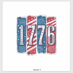 1776 Patriotisches Feuerwerk Vintage Vektor Design Aufkleber