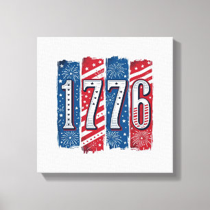 1776 patriotisches Feuerwerk Vintage-Vektordesign_ Leinwanddruck