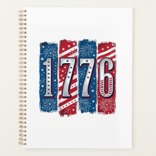 1776 patriotisches Feuerwerk Vintage-Vektordesign_ Planer