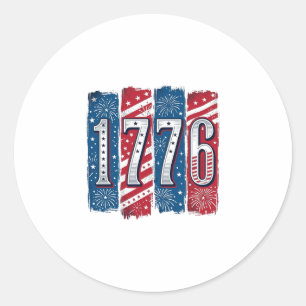 1776 patriotisches Feuerwerk Vintage-Vektordesign_ Runder Aufkleber