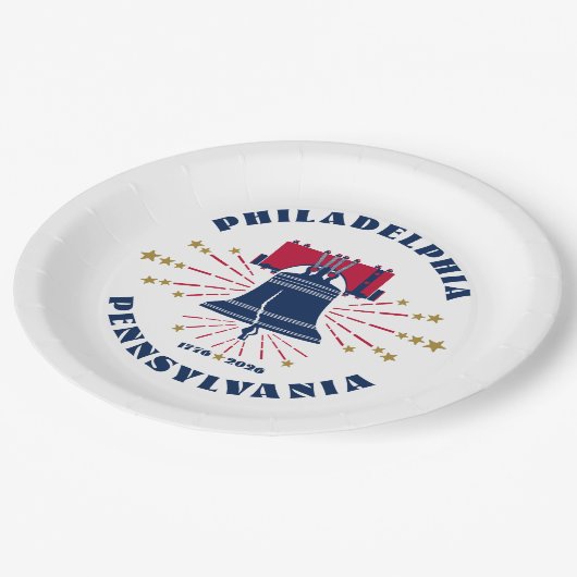 1776 Philadelphia Liberty Bell Paper Plate Pappteller (Schrägansicht)