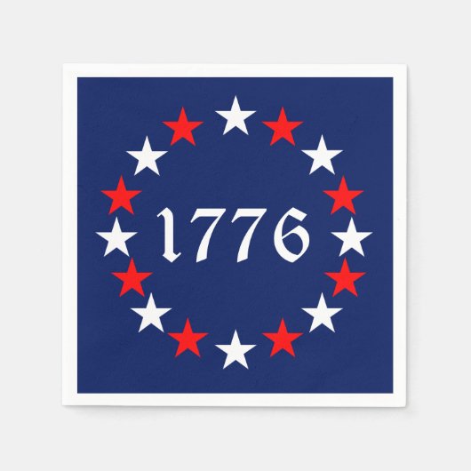 1776 Schwarz-Weiß-Blausterne-Sterne patriotisch lu Serviette (Vorderseite)