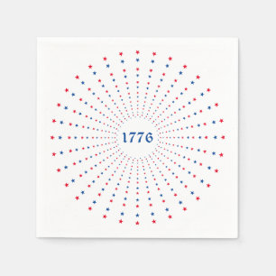 1776 Schwarz-Weiß-Sterne Feuerwerk patriotisch Serviette