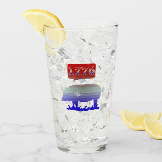 1776 Unabhängigkeit Schweine Glas (Vorderseite Ice)