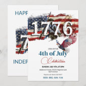 1776 Unabhängigkeitstag Amerikanische Flagge Bald  Einladung (Vorne/Hinten)