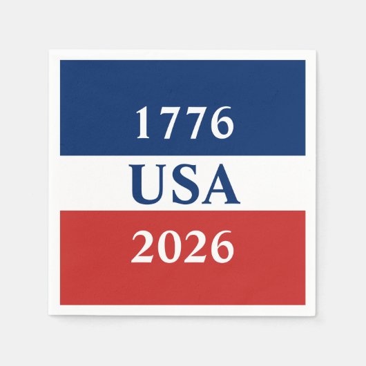 1776 USA 2026 Red White and Blue Patriotic Serviette (Vorderseite)