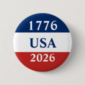 1776 USA 2026 Rot Weiß Blau Patriotisch Button (Vorderseite)