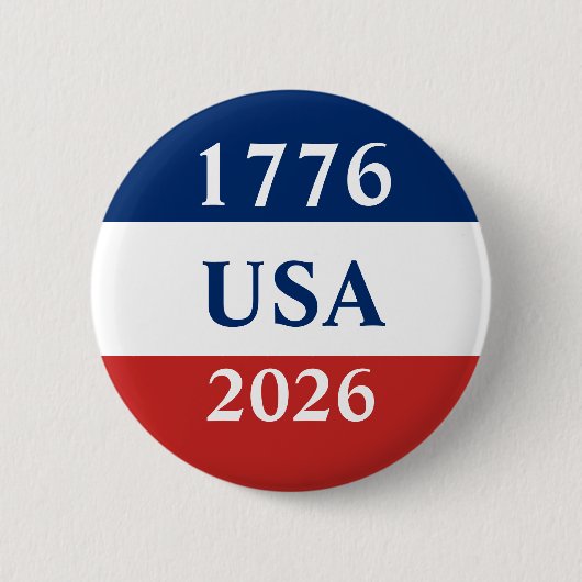 1776 USA 2026 Rot Weiß Blau Patriotisch Button (Vorderseite)