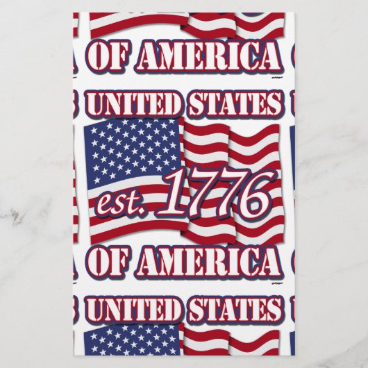 1776 USA mit der Flagge der USA Briefpapier (Vorderseite)