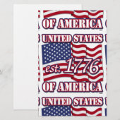 1776 USA mit der Flagge der USA Briefpapier (Vorne/Hinten)