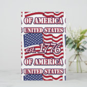1776 USA mit der Flagge der USA Briefpapier (Stehend Vorderseite)
