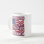 1776 USA mit der Flagge der USA Kaffeetasse (Vorderseite Links)