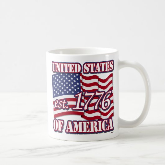 1776 USA mit der Flagge der USA Kaffeetasse (Rechts)