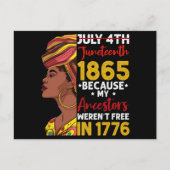 1776 war mein Vorfahren nicht frei Postkarte (Vorderseite)