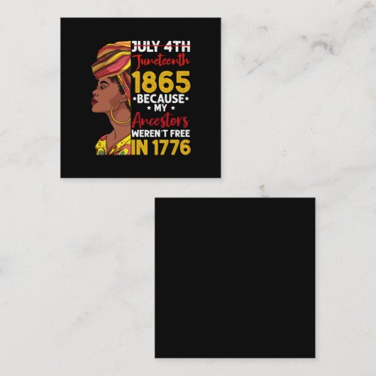 1776 war mein Vorfahren nicht frei Quadratische Visitenkarte (Vorne/Hinten)