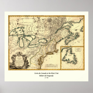 1778 Karte Kanadas und der Vereinigten Staaten Poster