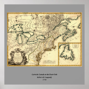 1778 Karte Kanadas und der Vereinigten Staaten Poster