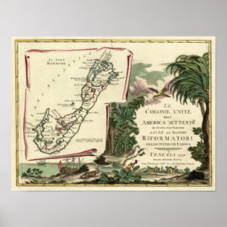 1778 Le Isole Bermude Karte Poster