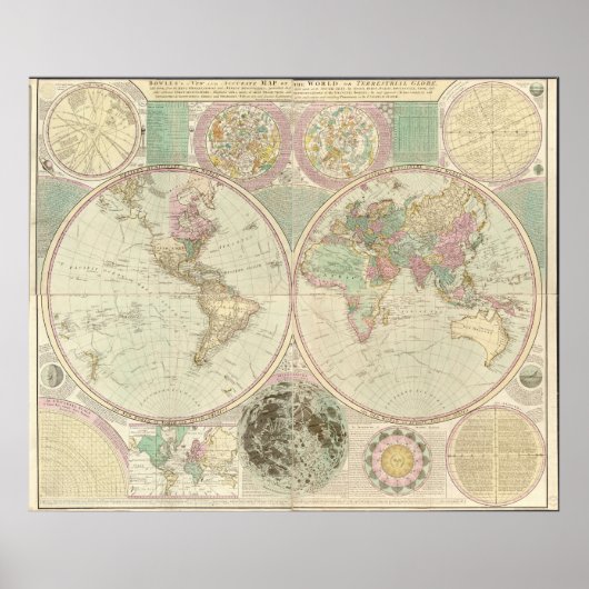 1780 Karte der Welt Poster (Vorne)