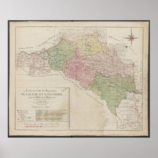 1780 Map of the Kingdoms of Galicia and Lodomeria  Poster (Vorne)