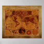 1780 Old World Map on Pergament Effect Art Poster (Vorne)
