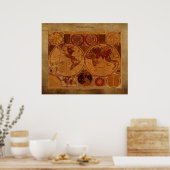 1780 Old World Map on Pergament Effect Art Poster (Küche)