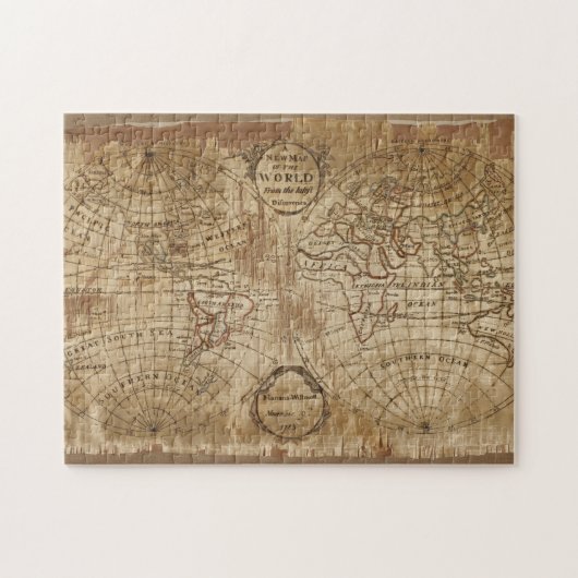 1783 Vintage antike Weltkarte mit Stickerei Puzzle (Horizontal)
