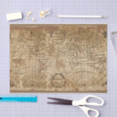 1783 Vintage antike Weltkarte mit Stickerei Seidenpapier (Handwerk)