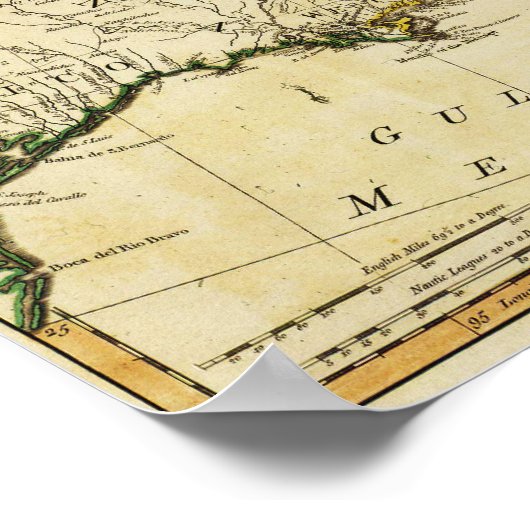 1784 Karte der USA von Faden Poster (Ecke)