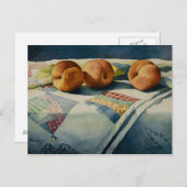 1786 Pfirsiche auf Quilt Postcard Postkarte (Vorne/Hinten)