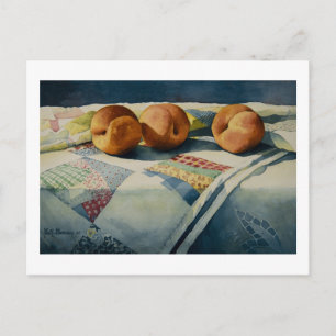 1786 Pfirsiche auf Quilt-Postkarte Postkarte