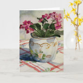1790 African Violets in Blue Pot Birthday Card Karte (Gelbe Blume)