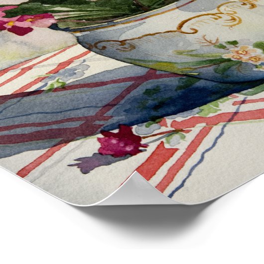 1790 afrikanische Violetten in Blue Pot Art Print Poster (Ecke)