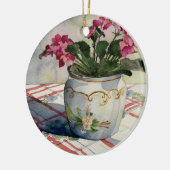 1790 afrikanische Violetten in Blue Pot Keramik Ornament (Links)