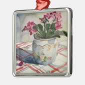 1790 afrikanische Violetten in Blue Pot Ornament Aus Metall (Links)