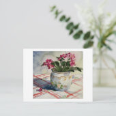 1790 afrikanische Violetten in Blue Pot Postcard Postkarte (Stehend Vorderseite)