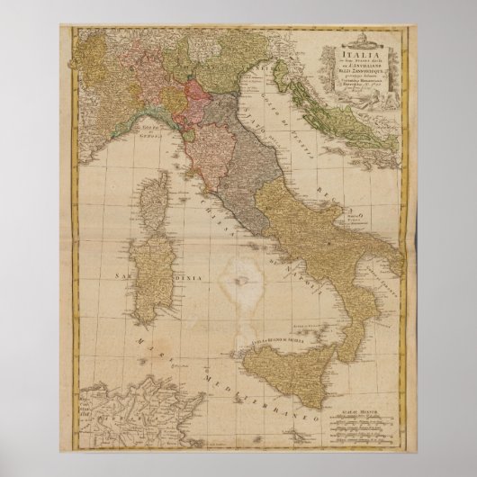 1790 Karte Italiens Poster (Vorne)