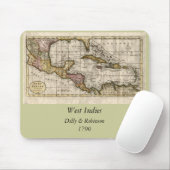 1790 Map of The West Indies by Dilly and Robinson Mousepad (Mit Mouse)