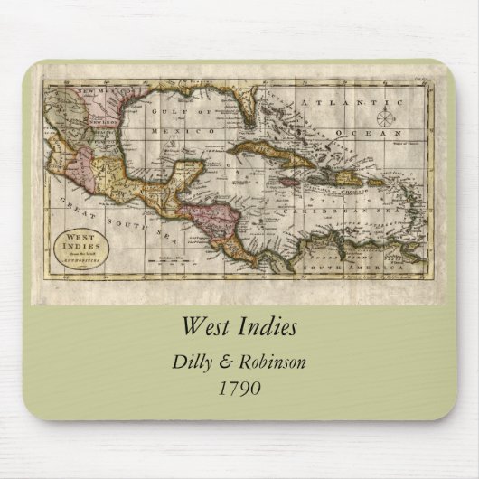 1790 Map of The West Indies by Dilly and Robinson Mousepad (Vorne)
