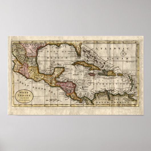 1790 Map of The West Indies by Dilly and Robinson Poster (Vorne)