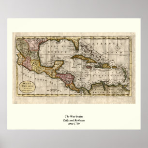 1790 Map of The West Indies by Dilly and Robinson Poster