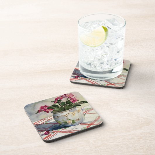 1790 Usambaraveilchen im blauen Topf Untersetzer (Rechte Seite)