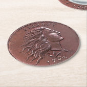1793 flüssiger Haar-großer Cent Runder Pappuntersetzer (Angewinkelt)