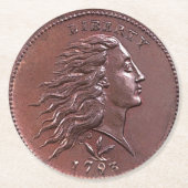 1793 flüssiger Haar-großer Cent Runder Pappuntersetzer (Vorderseite)